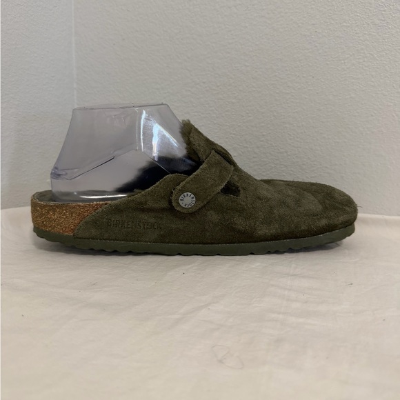 Birkenstock Boston clog shearling slip on suede leather green size 40 women’s - Picture 9 of 14